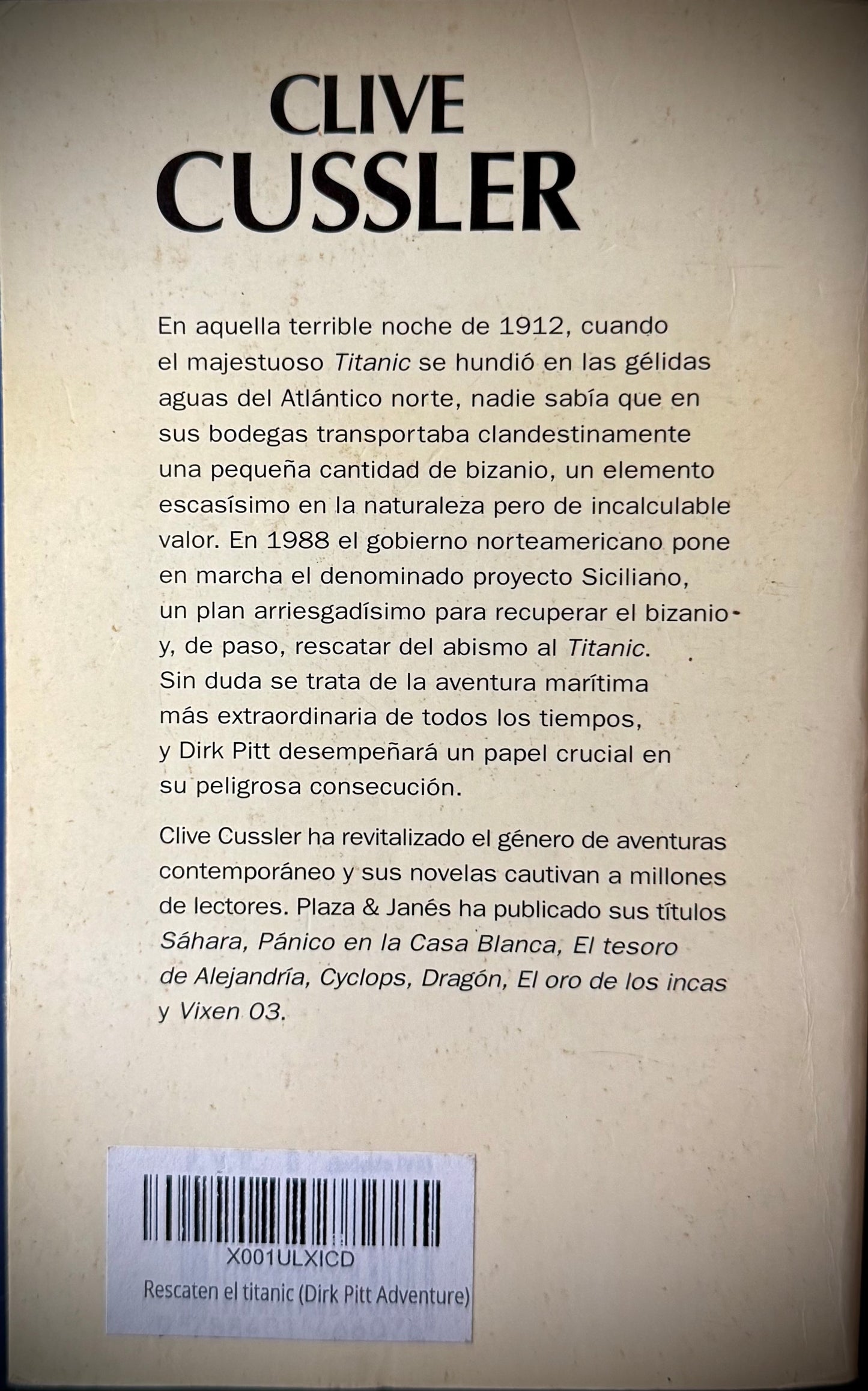 ¡Rescaten el Titanic!, Clive Cussler
